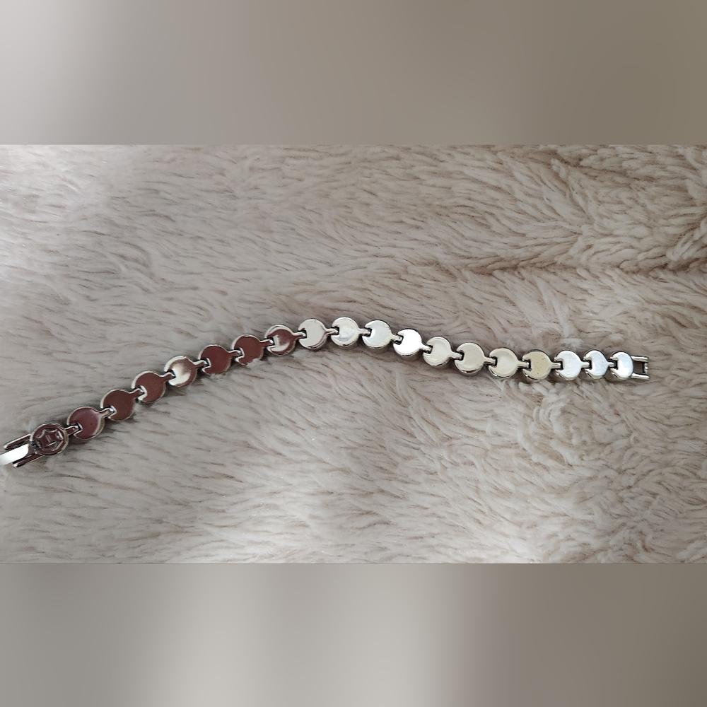 Authentic Touchstone SS Bracelet W/purple/pinks Swarovski Stones, Sz 7 - Picture 5 of 8